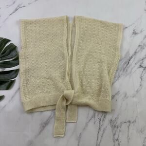 English Village Womens Vintage Shrug Wrap Sweater One Size Cream Knit Cottage